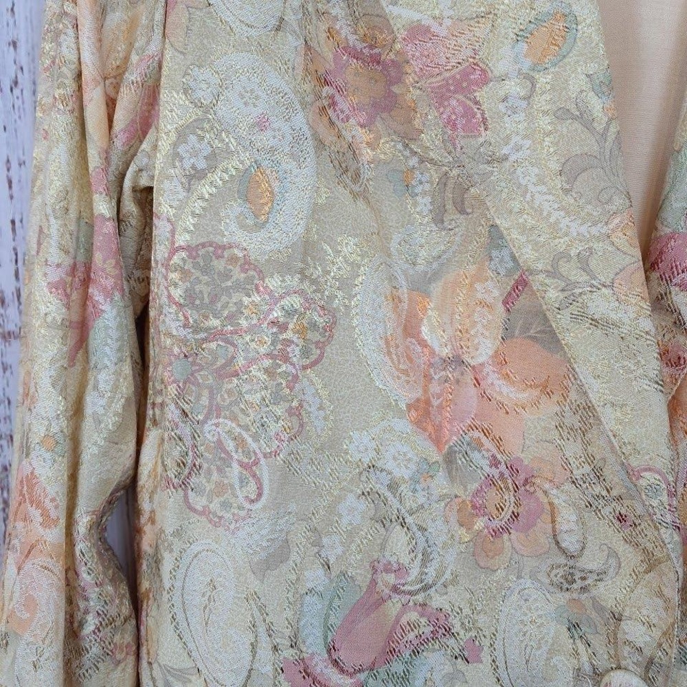 Michael & Company Vintage M Floral Paisley Tapestry Blazer Gold Peach Pastel - Picture 5 of 9